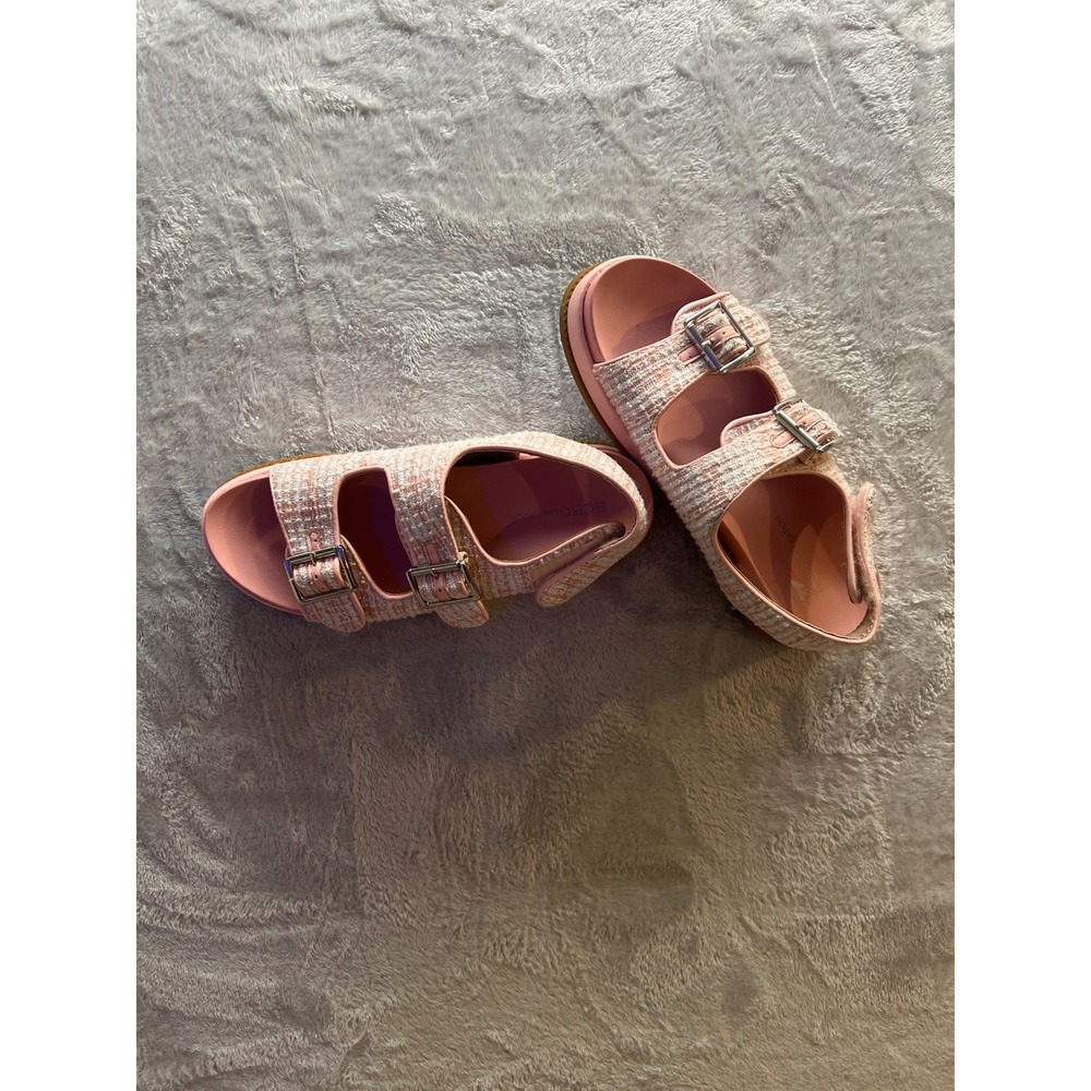 BCBGeneration‎ Pink Tweed Double Buckle Slide Sandals